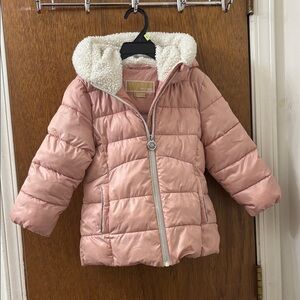 Michael Kors Blush Puffer Jacket with Sherpa Hood
